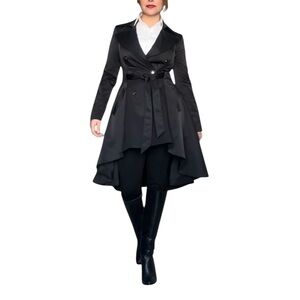 Bebe Black Double-Breasted Women's Trench Coat Equestian Victorian style Small